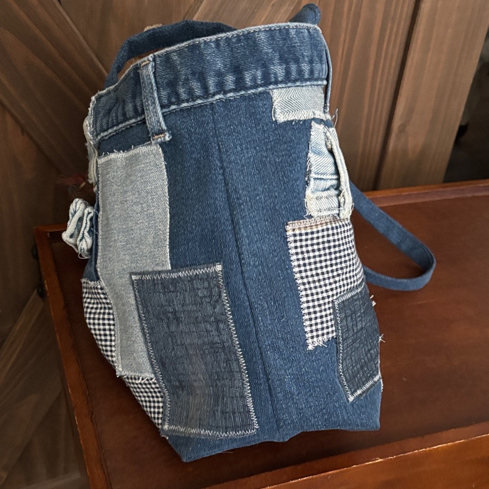 Unique Patchwork Denim Tote - image 7